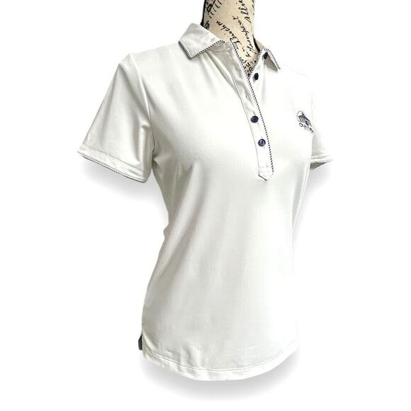 Peter Millar S White Golf Polo Shirt Olde Florida Logo Performance Stretch Top - Picture 2 of 7